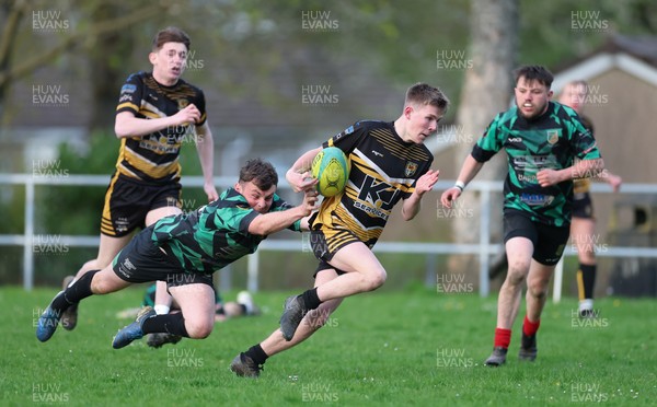 220426 Bedwellty v Deri, Admiral National League 4 East - Kristan Davies of Deri races in to score try