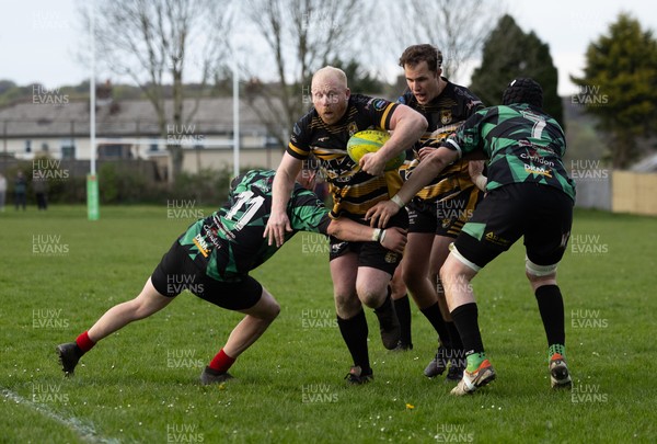 220426 Bedwellty v Deri, Admiral National League 4 East - Jonathan Morgan of Deri scores try