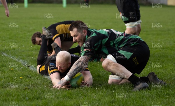 220426 Bedwellty v Deri, Admiral National League 4 East - Jonathan Morgan of Deri scores try