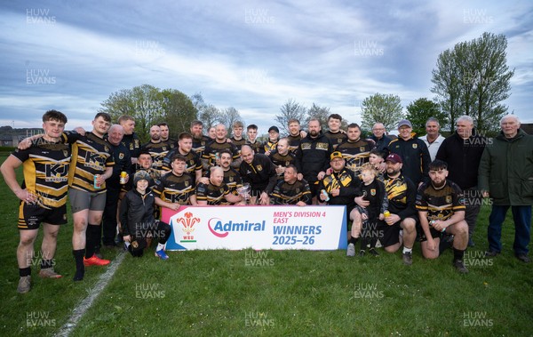 220426 Bedwellty v Deri, Admiral National League 4 East - Deri celebrate after receiving the League 4 East Trophy