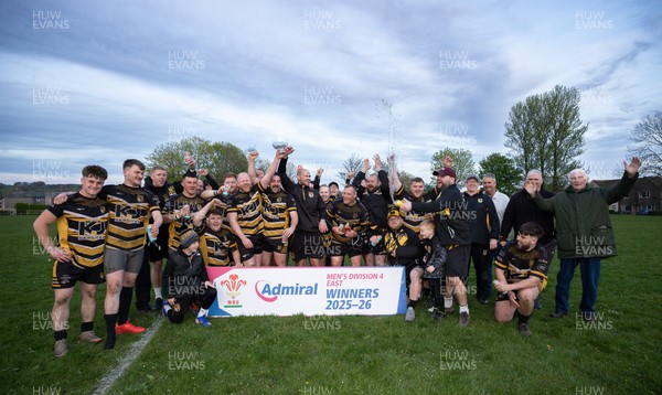 220426 Bedwellty v Deri, Admiral National League 4 East - Deri celebrate after receiving the League 4 East Trophy