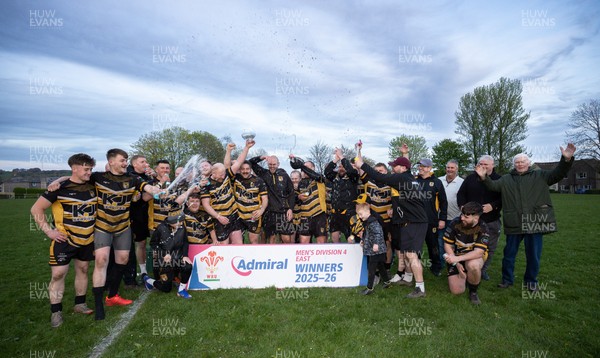 220426 Bedwellty v Deri, Admiral National League 4 East - Deri celebrate after receiving the League 4 East Trophy