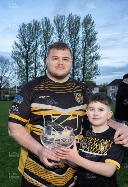 220426 Bedwellty v Deri, Admiral National League 4 East - Deri celebrate after receiving the League 4 East Trophy