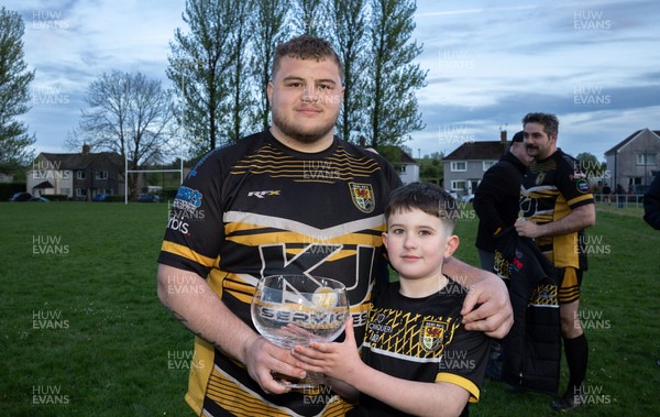 220426 Bedwellty v Deri, Admiral National League 4 East - Deri celebrate after receiving the League 4 East Trophy