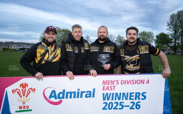 220426 Bedwellty v Deri, Admiral National League 4 East - Deri celebrate after receiving the League 4 East Trophy