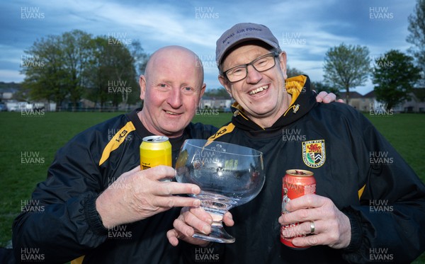 220426 Bedwellty v Deri, Admiral National League 4 East - Deri celebrate after receiving the League 4 East Trophy