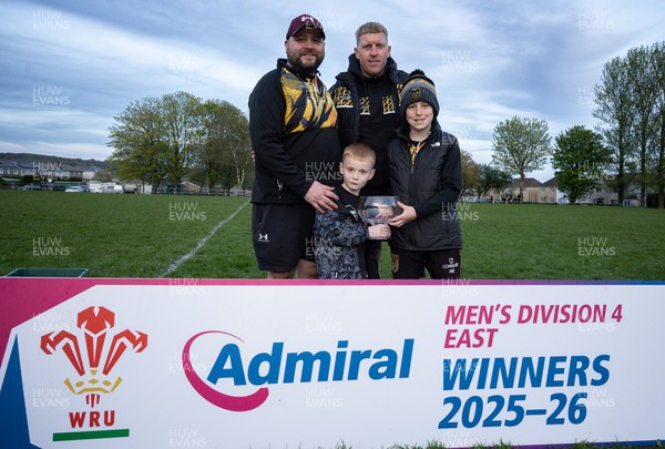 220426 Bedwellty v Deri, Admiral National League 4 East - Deri celebrate after receiving the League 4 East Trophy
