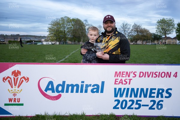 220426 Bedwellty v Deri, Admiral National League 4 East - Deri celebrate after receiving the League 4 East Trophy