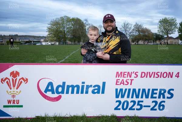 220426 Bedwellty v Deri, Admiral National League 4 East - Deri celebrate after receiving the League 4 East Trophy