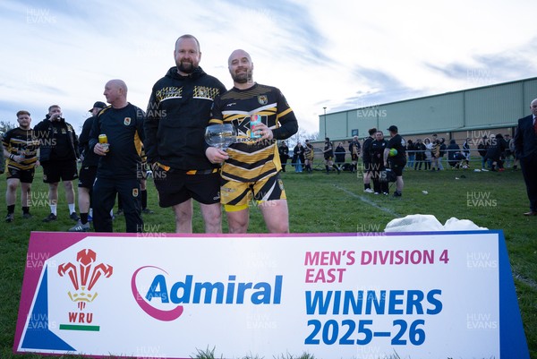 220426 Bedwellty v Deri, Admiral National League 4 East - Deri celebrate after receiving the League 4 East Trophy