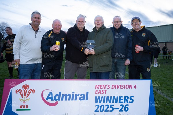 220426 Bedwellty v Deri, Admiral National League 4 East - Deri celebrate after receiving the League 4 East Trophy