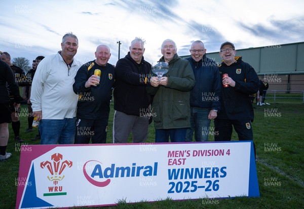 220426 Bedwellty v Deri, Admiral National League 4 East - Deri celebrate after receiving the League 4 East Trophy