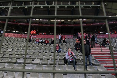 161114 - Belgium v Wales - European Championship Qualifier - Fans set up their flags at the stadium