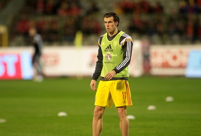 161114 - Belgium v Wales - European Championship Qualifier - Gareth Bale of Wales warms up
