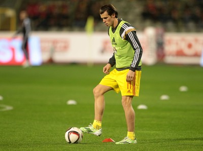 161114 - Belgium v Wales - European Championship Qualifier - Gareth Bale of Wales warms up
