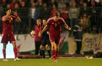 161114 - Belgium v Wales - European Championship Qualifier - Frustrated Nicolas Lombaerts of Belgium