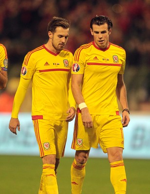 161114 - Belgium v Wales - European Championship Qualifier - Aaron Ramsey and Gareth Bale of Wales 