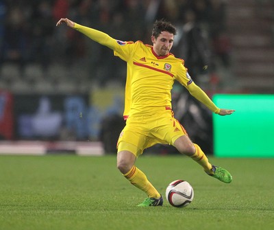161114 - Belgium v Wales - European Championship Qualifier - Joe Allen of Wales 