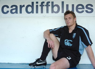 210906 - Cardiff Blues Training - Blues Ben Blair enjoys a training session at Cardiff Arms Park 