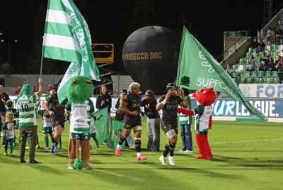 250926 - Benetton Rugby v Dragons RFC - United Rugby Championship - Dragons enter the pitch 