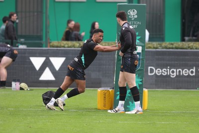 210326 - Benetton Rugby v Ospreys - United Rugby Championship - Keelan Giles of Ospreys warms up
