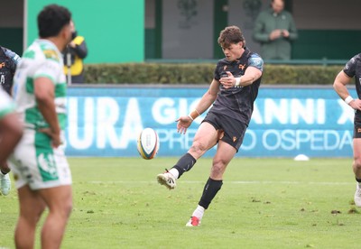 210326 - Benetton Rugby v Ospreys - United Rugby Championship - Jack Walsh of Ospreys kicks
