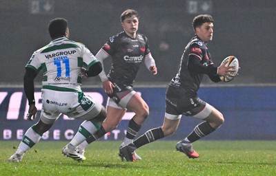 300126 - Benetton Rugby v Scarlets, United Rugby Championship - Tomi Lewis of Scarlets breaks away