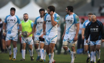 19.11.11 - Benetton Treviso v Ospreys - Heineken Cup - Ashley Beck of Ospreys looks dejected at the end of the game. 