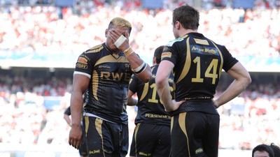 10.04.10 - Biarritz v Ospreys - Heineken Cup Quarter Final - Jerry Collins of Ospreys looks dejected at the end of the game. 