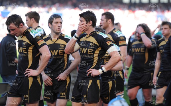 10.04.10 - Biarritz v Ospreys - Heineken Cup Quarter Final - James Hook of Ospreys looks dejected at the end of the game. 