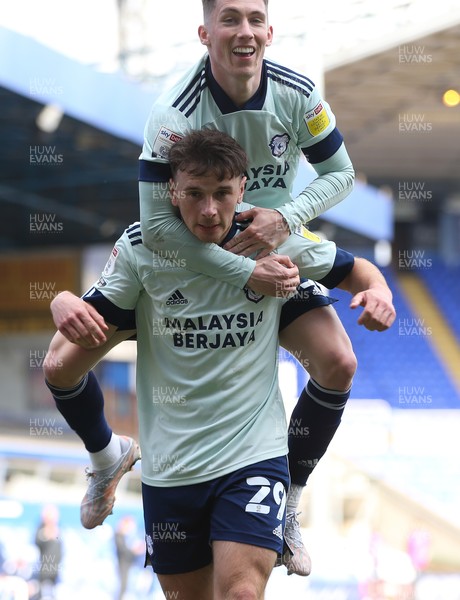 010521 Birmingham City v Cardiff City, Sky Bet Championship - Mark Harris of Cardiff City celebrates with Harry Wilson of Cardiff City after scoring the third goal
