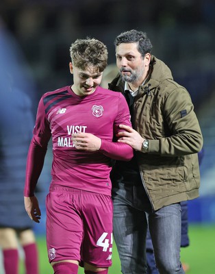 100424 - Birmingham City v Cardiff City - Sky Bet Championship - Manager Erol Bulut of Cardiff celebrates at the end of the game to travelling fans with Cian Askford of Cardiff