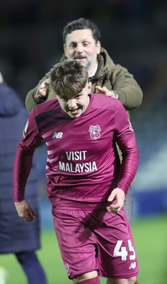 100424 - Birmingham City v Cardiff City - Sky Bet Championship - Manager Erol Bulut of Cardiff celebrates at the end of the game to travelling fans with Cian Askford of Cardiff