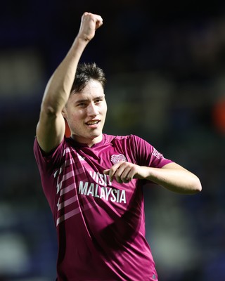 100424 - Birmingham City v Cardiff City - Sky Bet Championship -  Rubin Colwill of Cardiff applauds the travelling fans at the end of the match