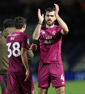 100424 - Birmingham City v Cardiff City - Sky Bet Championship - Demitrios Goutas of Cardiff applauds the travelling fans