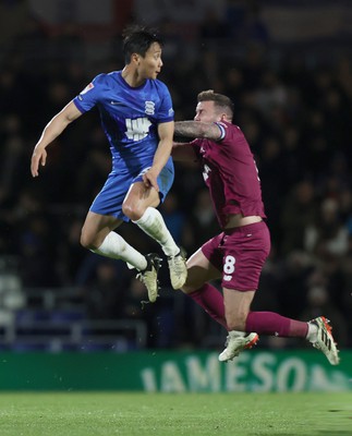 100424 - Birmingham City v Cardiff City - Sky Bet Championship - Joe Ralls of Cardiff and Paik Seung-Ho of Birmingham City