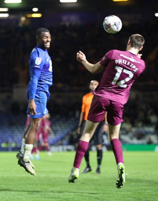 100424 - Birmingham City v Cardiff City - Sky Bet Championship - Nat Phillips of Cardiff and Mahlon Romeo of Cardiff