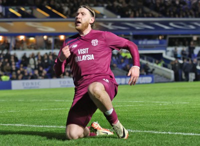 100424 - Birmingham City v Cardiff City - Sky Bet Championship - Josh Bowler of Cardiff celebrates winning goal 