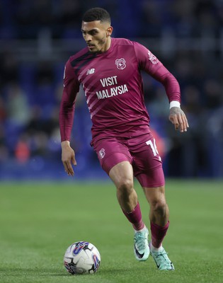 100424 - Birmingham City v Cardiff City - Sky Bet Championship - Karlan Grant of Cardiff