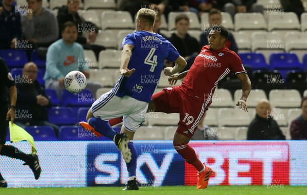131017 - Birmingham City v Cardiff City - SkyBet Championship - Nathaniel Mendez-Laing of Cardiff City is challenged by Marc Roberts of Birmingham City