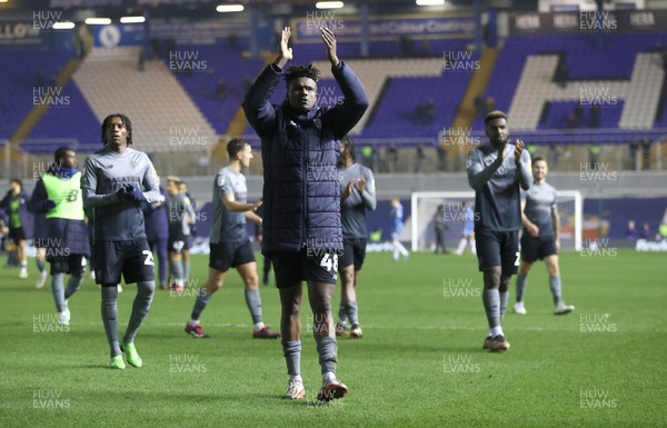140223 - Birmingham City v Cardiff City - Sky Bet Championship - Led by Sory Kaba of Cardiff the team applaud the fans at the end of the match