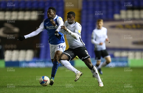 020421 Birmingham City v Swansea City, Sky Bet Championship - Marc Guehi of Swansea City and Jonathan Leko of Birmingham City compete for the ball