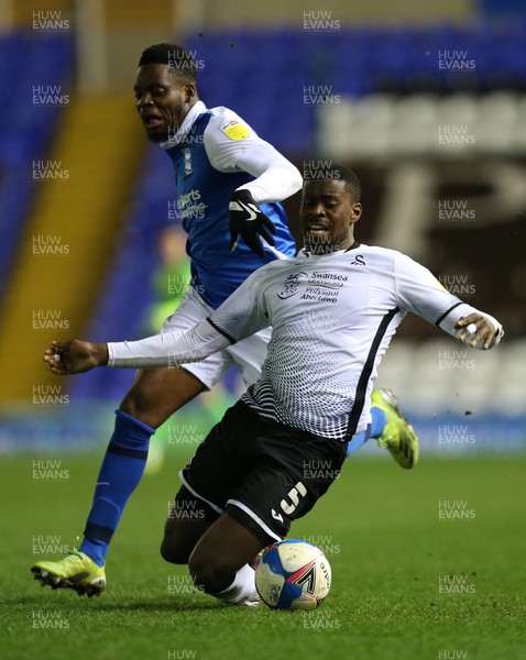 020421 Birmingham City v Swansea City, Sky Bet Championship - Marc Guehi of Swansea City and Jonathan Leko of Birmingham City compete for the ball