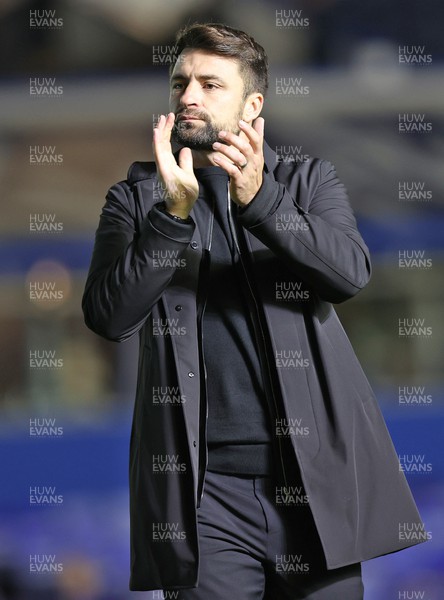 081122 - Birmingham City v Swansea City - Sky Bet Championship -Head Coach Russell Martin  of Swansea applauds fans at the end of the match 