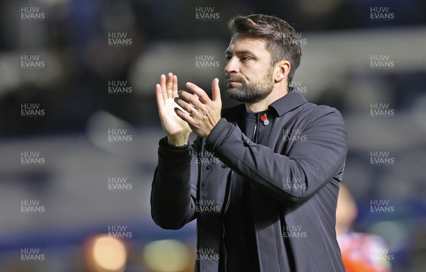 081122 - Birmingham City v Swansea City - Sky Bet Championship -Head Coach Russell Martin  of Swansea applauds fans at the end of the match 