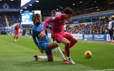 130124 - Birmingham City v Swansea City, EFL Sky Bet Championship -Bashir Humphreys of Swansea City is tackled by Dion Sanderson of Birmingham City