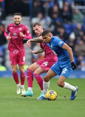 130124 - Birmingham City v Swansea City, EFL Sky Bet Championship - Josh Tymon of Swansea City and Cody Drameh of Birmingham City compete for the ball