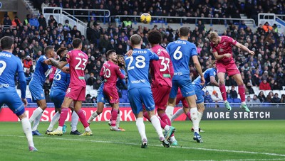 130124 - Birmingham City v Swansea City, EFL Sky Bet Championship - Harry Darling of Swansea City, right, heads to score goal