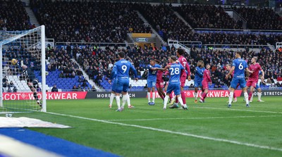 130124 - Birmingham City v Swansea City, EFL Sky Bet Championship - Harry Darling of Swansea City, right, heads to score goal