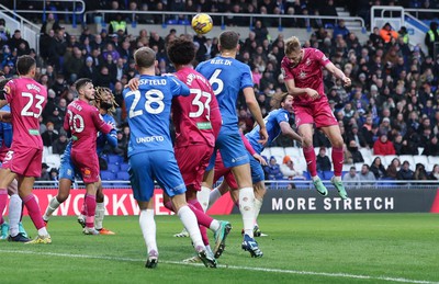 130124 - Birmingham City v Swansea City, EFL Sky Bet Championship - Harry Darling of Swansea City, right, heads to score goal